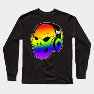 Rainbow Pride Fanged Skull Long Sleeve T-Shirt